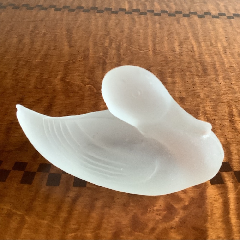 Vintage Frosted Glass Duck Sculpture